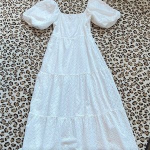 Buddy Love White Eyelet Maxi Dress with puff sleeves size xs